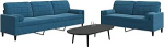 Gecheer 2-TLG. Sofagarnitur mit Kissen und Nackenrollen Blau Samt, Moderne Couch Polstersofa f&uuml;r Schlafzimmer Spielzimmer3278500