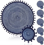 WEKADRIN 6 St&uuml;ck Teiliges Runde Nordic Untersetzer aus Polyester Weiche rutschfeste Tischsets &Oslash;cm &Oslash;cm Hitzebest&auml;ndig Atmungsaktiv als Winter-deko f&uuml;r Zuhause und Restaurant