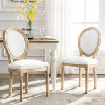 Prantsuse maamaja s&ouml;&ouml;gitoa toolid, p&otilde;llumehe kangast polsterdatud s&ouml;&ouml;gitool &uuml;mmarguse seljatoega, kahjustatud puit, vintage sajandi keskpaiga s&ouml;&ouml;gitoa toolid magamistoas, k&ouml;&ouml;gis, s&ouml;&ouml;gitoas, komplekt, komplekt