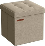 SONGMICS ladustamise Ottomani, kokkuklapitav v&auml;ike Ottomani jalgpadi, 11,8-tolline jalahoidja, kuubi Ottomani hoiuruumiga, koormus kuni 130 kg, kaamelpruun ULSF028K01