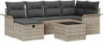 Rantry 7-teiliges Garten Sofa Set mit Kissen Hellgrau Poly Rattan Gartenlounge Model3358891