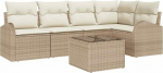 6-teiliges Garten Sofa Set mit Kissen Braun Poly Rattan Gartenlounge Model3346051