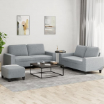 Gecheer 3-TLG. Sofagarnitur Hellgrau Stoff, Moderne Couch Polstersofa f&uuml;r Wohnzimmer Schlafzimmer Spielzimmer3201890
