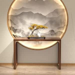 Moodne p&auml;hklipuust sissep&auml;&auml;sulaua kitsas konsoolne diivanilaud Stiilne puidust sissep&auml;&auml;sulaud diivani taga - 80cm v&auml;ikestesse ruumidesse