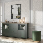 Lomadox Lefkas k&uuml;ljepaneel roheline, tammepuust klaasist uksed ja nupuga k&auml;epidemed Laius x k&otilde;rgus x s&uuml;gavus ca 181 x 93 x 42 cm