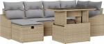 Rantry 7-teilige Garten Sofa Set mit Kissen Beige Poly Rattan Gartenlounge Model3359837