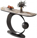 Generisch Schwarzer, moderner Konsolentisch im Steinplatten-Design mit Ablagefl&auml;chen, leicht zu reinigen, ideal f&uuml;r Wohnzimmer, Flur und Schlafzimmer - 120 x 30 x 80 cm