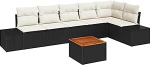 Gartensofa-Set mit Kissen 7 tk Schwarz Poly-Rattan Gartenm&ouml;bel Model3347964