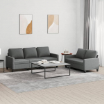Gecheer 2-TLG. Sofagarnitur mit Kissen Dunkelgrau Stoff, Moderne Couch Polstersofa f&uuml;r Wohnzimmer Schlafzimmer Spielzimmer3201461