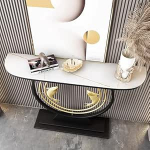 Konsolentisch f&uuml;r den Eingangsbereich, Moderne Wohndekoration mit Doppelfisch-Dekoration, Hochtemperatur-Lackierung, Konsolentisch mit Italienischer Rockboard-Tischplatte f&uuml;r Flur, Schlafzim