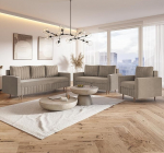 MOTIVENA Leo diivanikomplekt, diivanikomplekt 3 2 1 elutuba, diivan 3 2 1 komplekt, diivanikomplekt, futonikomplekt, elutoa diivanikomplekt, diivan 3 2 1 komplekt, Bonell vedrustuse tuum (H4), samet, beež