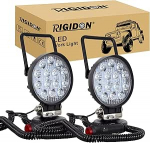 RIGIDON 2 x LED t&ouml;&ouml;valgustus magnetilise alusega, 12 V, 24 V, 4 tolli, 10 cm, 42 W LED kohtvalgustus, maastikutuled autole, maasturile, ATV-le, traktorile, veoautole, 4 x 4, paadile, 6000 K LED otsingulamp, t&ouml;&ouml;