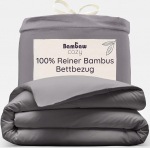 Bambaw Duvet Cover 135 x 200 cm, Bamboo, Allergy Sufferers Duvet Cover, 100% Bamboo Fibres, Cooling Bed Linen, Breathable, Skin-Friendly and Sustainable Summer Bed Linen, 135 x 200 cm (Dark Grey)