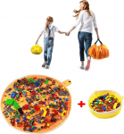 Children's Play Blanket Tidy Bag for Lego - Sack Toy Storage Carpet Bag Drawstring with Cap Like Travel Bag as Gift 2 Pieces = 1 Orange Large + 1 Yellow Mini