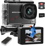 Apexcam M80 koos 64G kaardiga Action Cam 4K60FPS 48MP WiFi spordikaamera Veealune kaamera 40 m veekindel 170&deg; lainurk 2.4G kaugjuhtimispult 2 x 1350 mAh akud koos tarvikute hoidikute komplektiga
