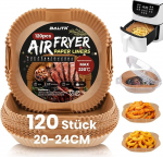 Pack of 120 Baking Paper for Hot Air Fryer, 20 cm Airfryer Baking Paper, Square, Non-Stick, Waterproof, Oil-proof, Disposable Air Fryer Paper, Parchment Paper Liner for Hot Air Fryer, Frying Pan,