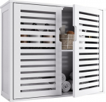 HITNET Bambus seinakapp, valge, vannitoa seinakapp, rippuv, meditsiinikapp &uuml;le WC, reguleeritavate riiulitega, vannitoa kapp, seinale paigaldatud