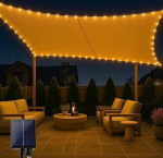 ABIUBIU veekindel p&auml;ikesepurje 3 x 4 m koos sisseehitatud LED p&auml;ikesepaisteliste tuledega, 98% UV-kaitse, kulumiskindel, ilmastikukindel, terrass, aed, terrass, muru (beež)