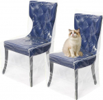 Dining Chair Covers Plastic Transparent PVC Waterproof Dustproof Cat Scratcher High Back Dining Chair Protectors for Home Kitchen Bedroom (2)