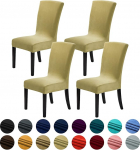 Howhic Velvet Chair Covers for Dining Room Set of 4, Stretchy Dining Chair Covers, Washable Kitchen Chairs, Elegant Decoration for Home and Banquet (Champagne, 4 Pieces)
