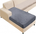 NAISI Sectional Sofa Cover Velvet Separate Chaise Lounge Cover Soft Stretch Sofa Covers for Left/Right Chaise Lounge (Chaise Longue, Dark Grey)