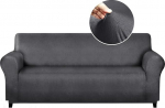 molasofa &Uuml;bergro&szlig;er Sofabezug f&uuml;r Heimdekoration, weicher 3-Kissen-Couchbezug f&uuml;r Sofa, leder&auml;hnlicher Spandex-Schonbezug, 1-teiliger Couchbezug f&uuml;r Hunde/Katzen (&Uuml;bergro&szlig;es Sofa, Dunkelgrau)