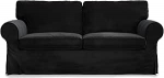 MASTERS OF COVERS diivanikate &uuml;hildub IKEA Ektorp 2-kohalise diivaniga, asenduskate, k&auml;sitsi valmistatud, 100% puuvillane (must, samet)
