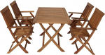 DEGAMO Tobago kokkupandav aiakomplekt akaatsia 5-osaline (4 x kokkupandavad toolid, 1 x kokkupandav laud 70 x 120 cm), FSC&reg;-sertifikaadiga