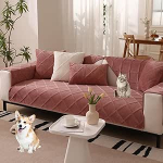 KCCRHIN Ruuduline sametist diivanikatte nurgas diivan L-kuju 1 2 3 4-kohaline tavaline diivanikate Pehme diivanikattevaip Libisematu diivanikaitse Pesukindel diivanikate Diivanikaitse Kassikoer, roosa, 70 x 210 cm