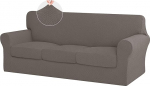 ISSUNTEX 4 tk diivanikatted k&otilde;rge stretch paks pehme diivanikate koos 3 eraldi padjaga Jacquard kangast elastne kate koera m&ouml;&ouml;bli kaitsja &uuml;lisuurele diivanile Taupee