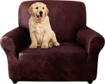molasofa Single Diivan Cover kodu kaunistamiseks, Super Soft Leather Like Spandex Armchair Slipcover Washable Non-Slip 1 Piece Chair Cover (Oversized Chair, Burgundia)