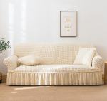 1 tk diivanikate, lihtsalt varustatud diivanikate, universaalne kasutus, vastupidav, v&auml;ga veniv m&ouml;&ouml;bli kaitsekate plisseeritud voltidega, valge, 3-kohaline (190-230 cm)