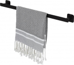 Tiger Colar Towel Rail for Gluing, 60 cm, Stainless Steel, Black Powder-Coated, with Integrated Adhesive Film for Mounting without Drilling, 60 x 5 x 5.4 cm