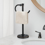 BESy Towel Rack, 14 Inch Oil Rubbed Bronze Stand Towel Bar Bathroom Vanity Countertop Towel Rail Freestanding Stainless Steel Towel Ring Hardware Accessories Towel Rack