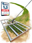 Handy Lawn Squeegee Stainless Steel (75 x 35 cm) [For Lush Green Law] - murupuhasti koos 2 meetri pikkuse k&auml;epidemega - muruhooldus koos tasandusharvestega - Lawn Rake Wide Sand