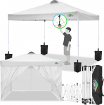 COBIZI Pavillon 3 x 3 WASSERDICHT, Pavillon inkl. Tasche wasserabweisend h&ouml;henverstellbar faltbar Pop-up Gartenzelt Partyzelt (3 x 3 m +4Seitenteilen+4Sandsack+L&uuml;ftungsschlitze, Wei&szlig;)