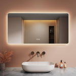 Vannitoa peegel koos valgustusega, 120 x 60 x 3,5 cm, seinapeegel 3,5 cm vaskvaba klaasiga, LED 3 v&auml;rviga, timmitav, udususevastane funktsioon, puutetundlik l&uuml;liti