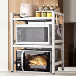 UUE mikrolaineahju riiul, 3-astmeline mikrolaineahju riiul, pikendatav t&ouml;&ouml;pinna pagaririiul 6 konksuga, k&ouml;&ouml;giriiul, v&uuml;rtsiriiul, mikrolaineahju kapi korraldaja k&ouml;&ouml;gi jaoks valge, pikendatav 40-64 cm ulatuses