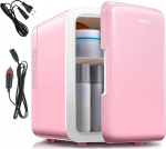 Minik&uuml;lmik, 6 liitrit/9 kanistrit kaasaskantav jahuti ja soojendaja isiklik k&uuml;lmik nahahoolduseks, kosmeetika, joogid, toit, ideaalne magamistuppa, kontorisse, autosse, freoonivaba, roosa (tavaline)