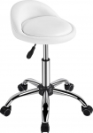Yaheetech Kosmetikhocker mit R&auml;dern, h&ouml;henverstellbar, drehbar, mit R&uuml;ckenlehne, Friseursalon, aus Kunstleder, Wei&szlig;