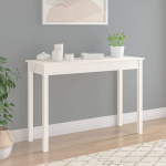Kitsas konsoollaud, lihtne laud, massiivne m&auml;nnipuit, 110 x 40 x 75 cm, kitsas diivan/tagune kohvilaud esikusse, v&auml;ikestesse ruumidesse, valge