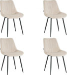 S&ouml;&ouml;gitoa toolid 4 tk Velvet Beige - Modernsed polsterdatud toolid seljatoega s&ouml;&ouml;gitoas ja k&ouml;&ouml;gis - Mugavad s&ouml;&ouml;gitoolid metalljalgadega - 4 toolist koosnev k&ouml;&ouml;gitooli komplekt.