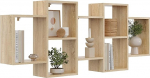 Dekoratiivne seinariiul 7 riiuliga, 160 x 65 x 18 cm, Skandinaavia modernne disain, elutuppa, k&ouml;&ouml;ki, kontorisse, magamistuppa, vannituppa, rippuv riiul esitlemiseks, raamaturiiul (Sonoma Tamm)
