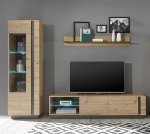 Lomadox seinakomplekt koos LED-valgustusega, Artisan tammepuidust, grafiithallid sisseehitusega B x K x S u. 258 x 194 x 40 cm.