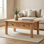 IDIMEX Cancun kohvilaud kahe sahtliga - elutoa laud massiivne m&auml;nd v&auml;rvitud/vahatatud