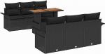7-teiliges Garten-Sofa-Set mit Kissen Schwarz Poly-Rattan, 2-Sitzer Garten-Sofa mit Stauraum & Kissen Schwarz Poly-Rattan Gartenlounge Model3358018