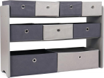 Humble Crew WO487 Children's Shelf, Wooden Toy Shelf Organiser with 9 Fabric Containers, Grey