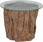 vidaXL teakist kohvilaud klaasist lauaplaat 50x40cm End elutoa m&ouml;&ouml;bel