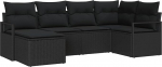 6-teiliges Garten Sofa Set mit Kissen Schwarz Poly-Rattan, 2-Sitzer Garten Sofa mit Kissen Schwarz Poly-Rattan Gartenlounge Model3346453