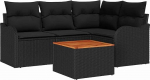 Gartensofa-Set mit Kissen 5 tk Schwarz Poly-Rattan Gartenm&ouml;bel Model3347450